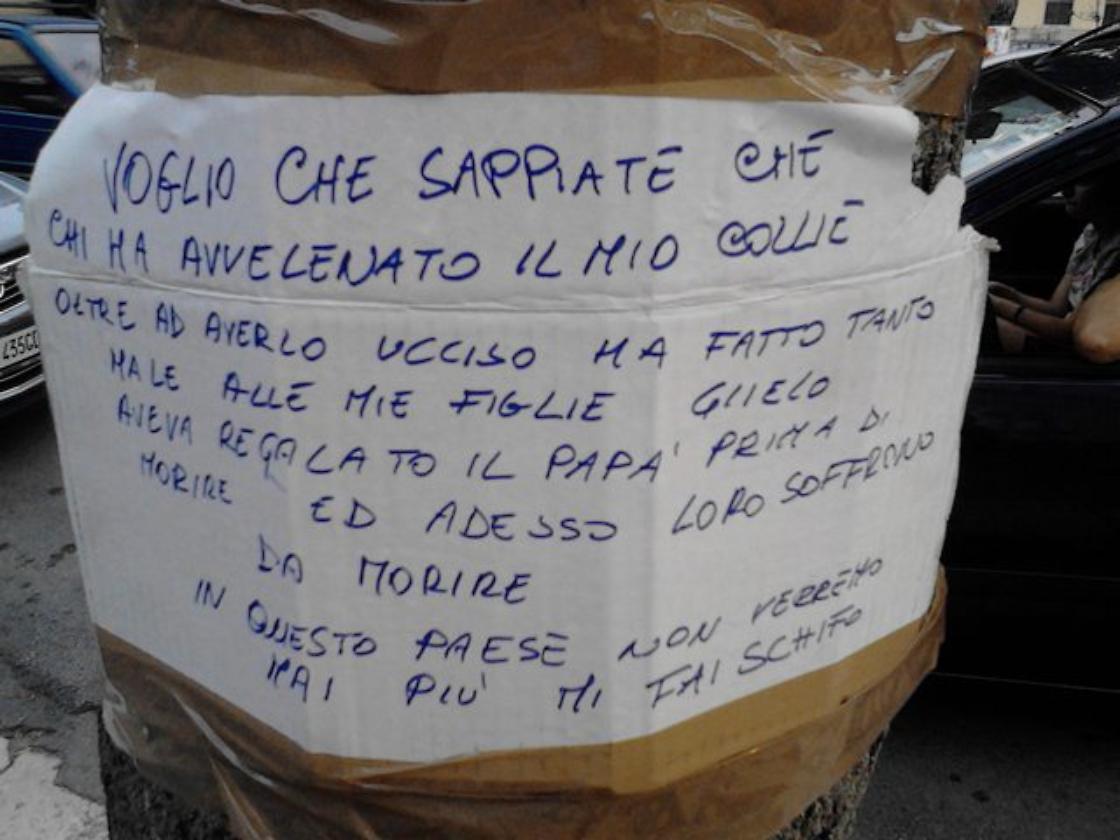il volantino affisso sui viali