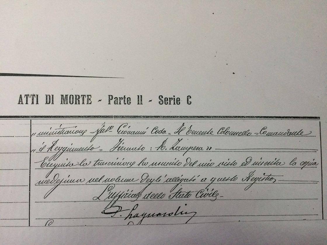 L'atto di morte