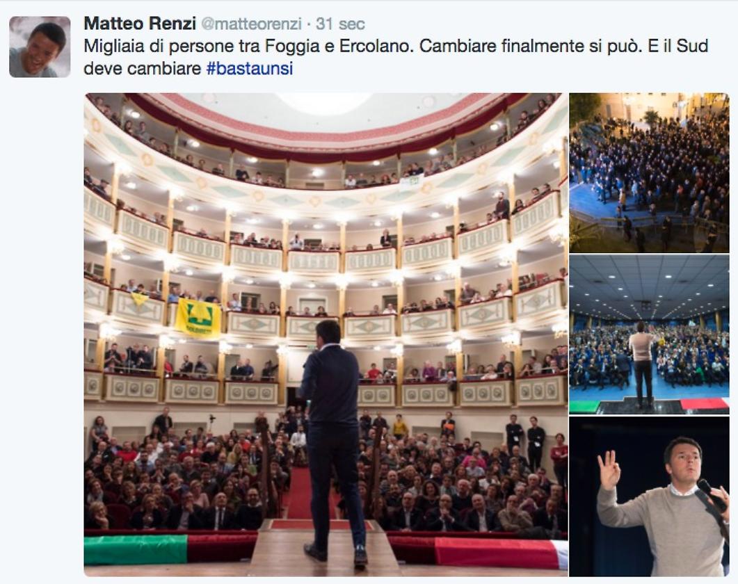 Il tweet autocelebrativo di Renzi