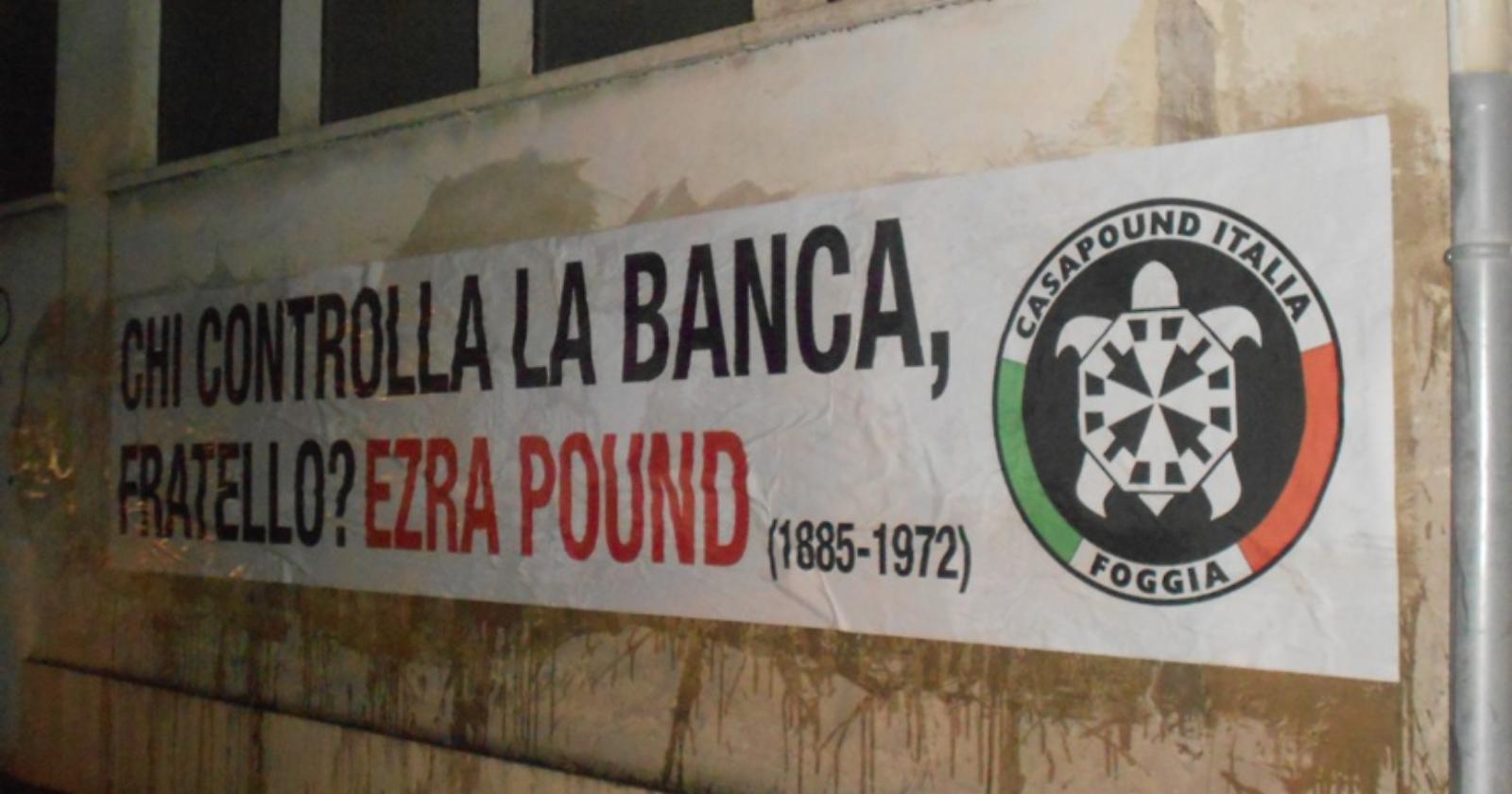 CasaPound Foggia ricorda Ezra Pound con uno striscione in viale Fortore