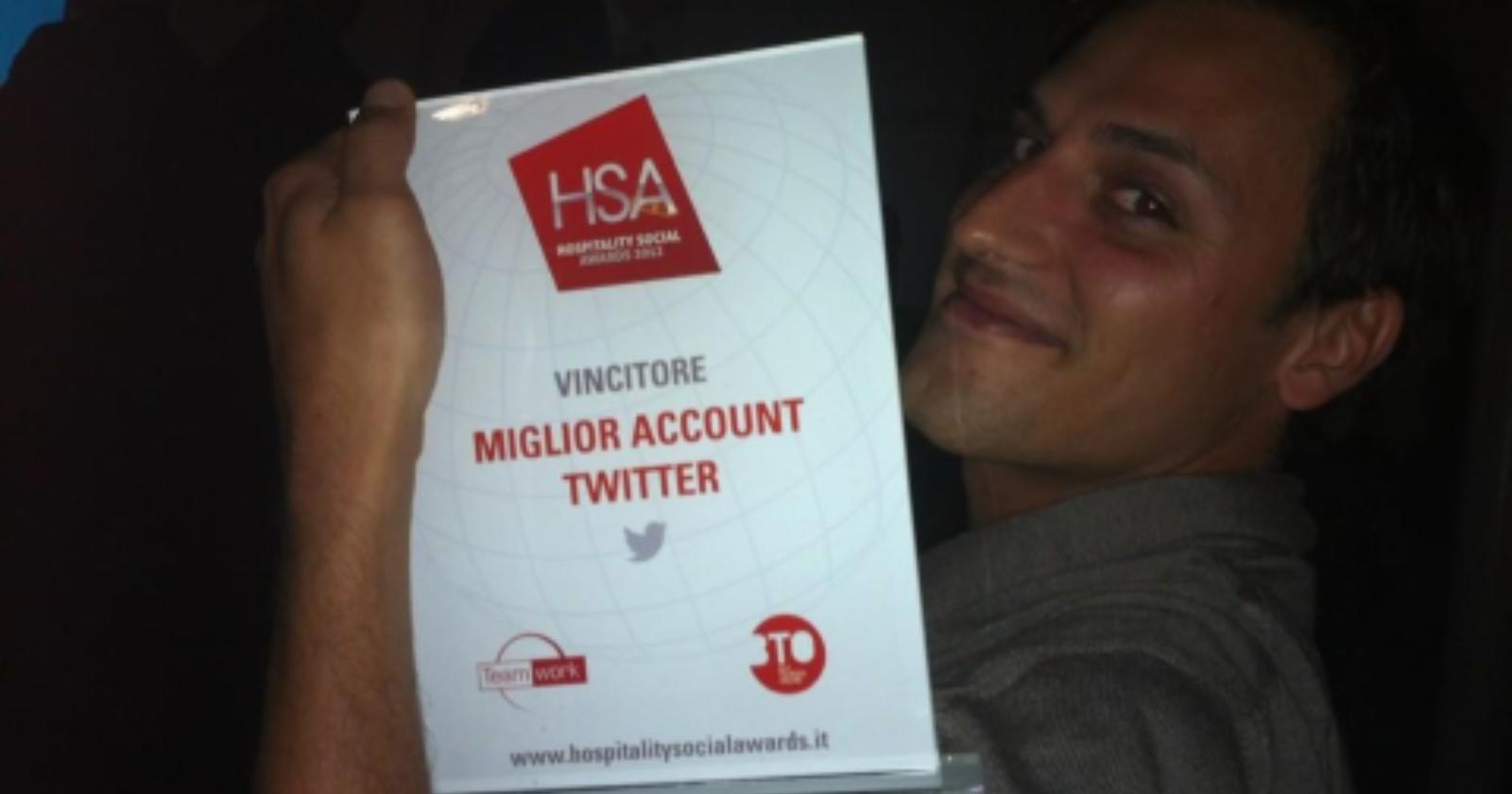 Pino Romondia miglior account Twitter agli 'Hospitity Social Awards' di Firenze