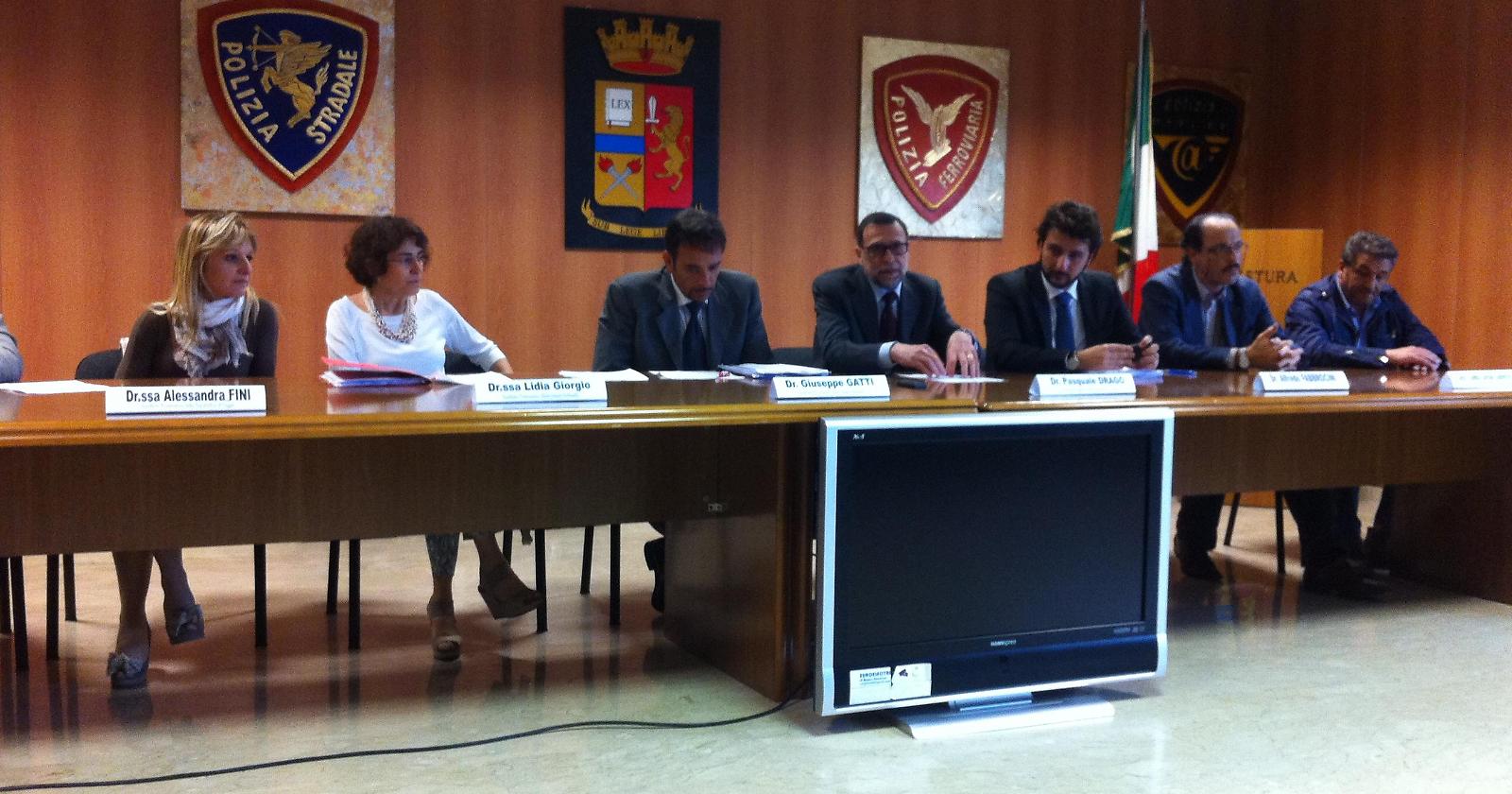 Un momento della conferenza stampa in Questura