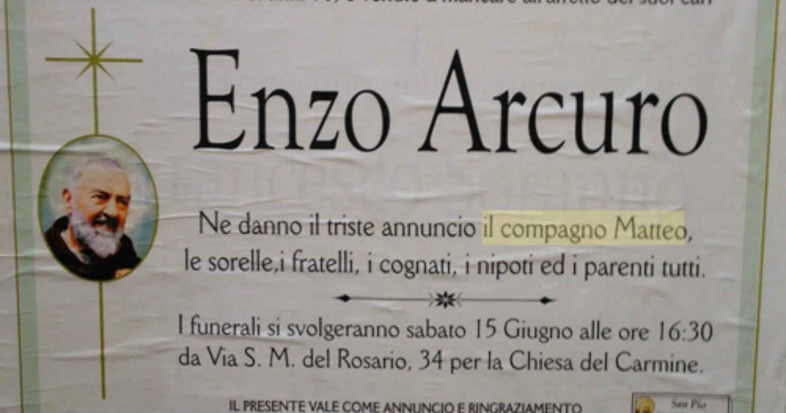 Cerignola, così Matteo annuncia la morte del compagno di vita Enzo