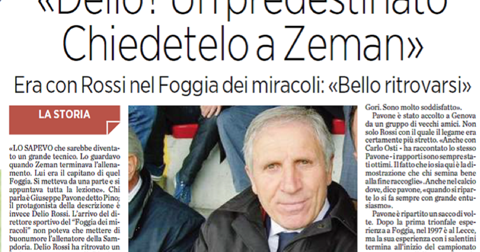 Peppino Pavone torna in serie "A", con la Sampdoria