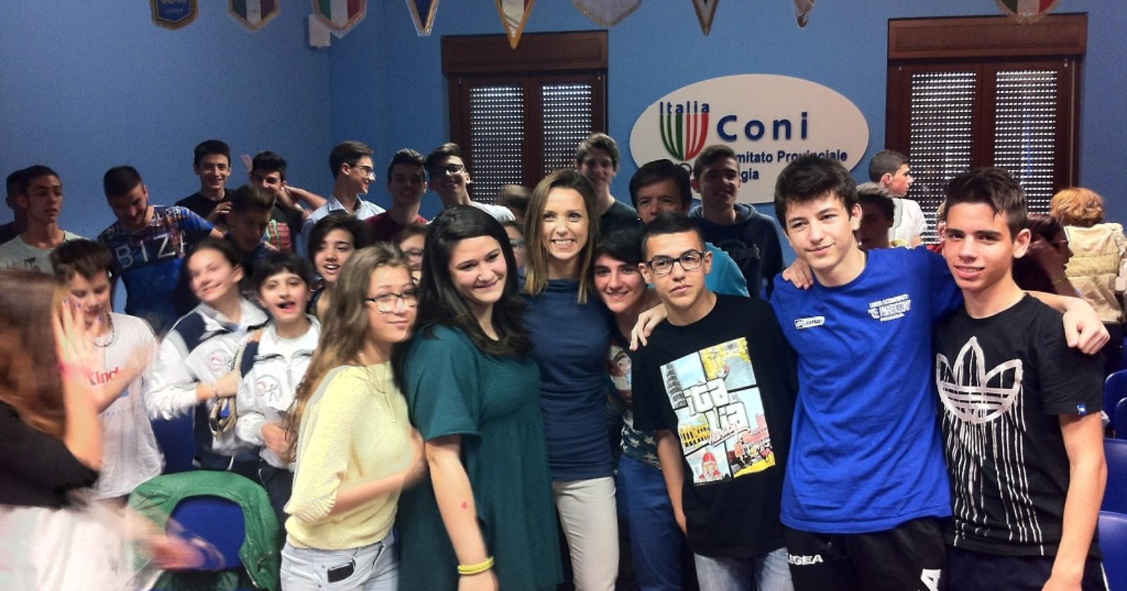 10 Maggio 2014, Valentina Vezzali a Foggia. Agli studenti: «Non accontentatevi mai»