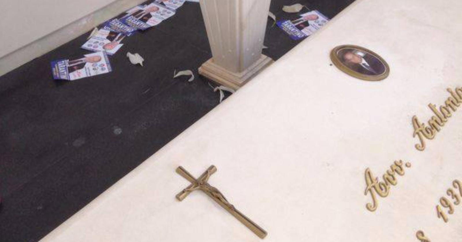 Orta Nova, imbrattano di volantini elettorali la tomba del padre di Iaia Calvio e Tarantino querela