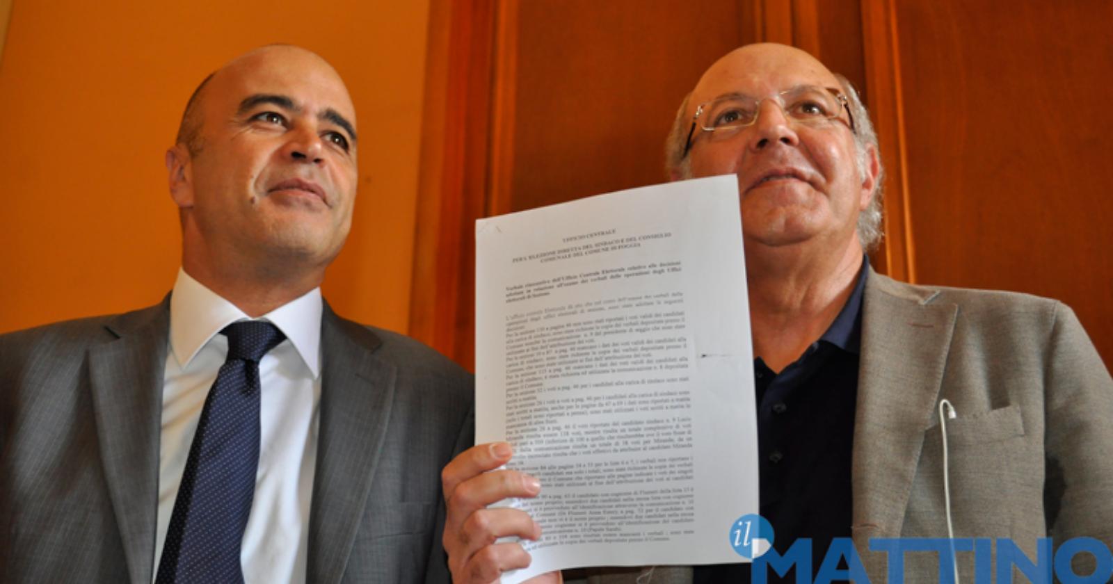 Marasco presenta il ricorso, Di Pardo chiede l'annullamento delle elezioni a Foggia