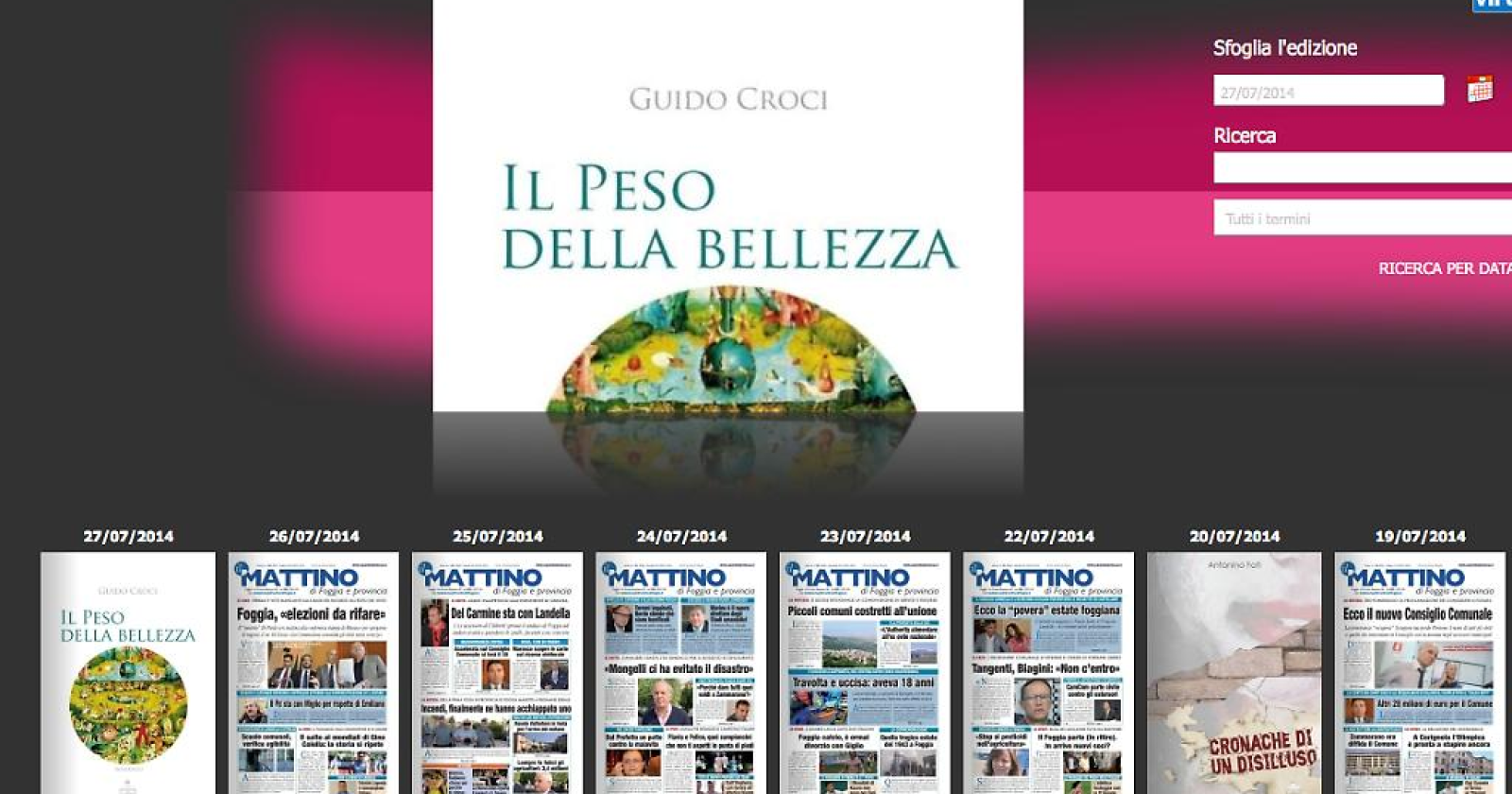 Per 1 libro a 1 euro della domenica de "Il Mattino" c'è "Il peso della bellezza", di Guido Croci
