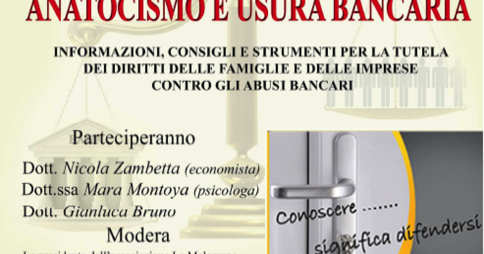 "Anatocismo e Usura Bancaria“: le paure dei clienti in un convegno 