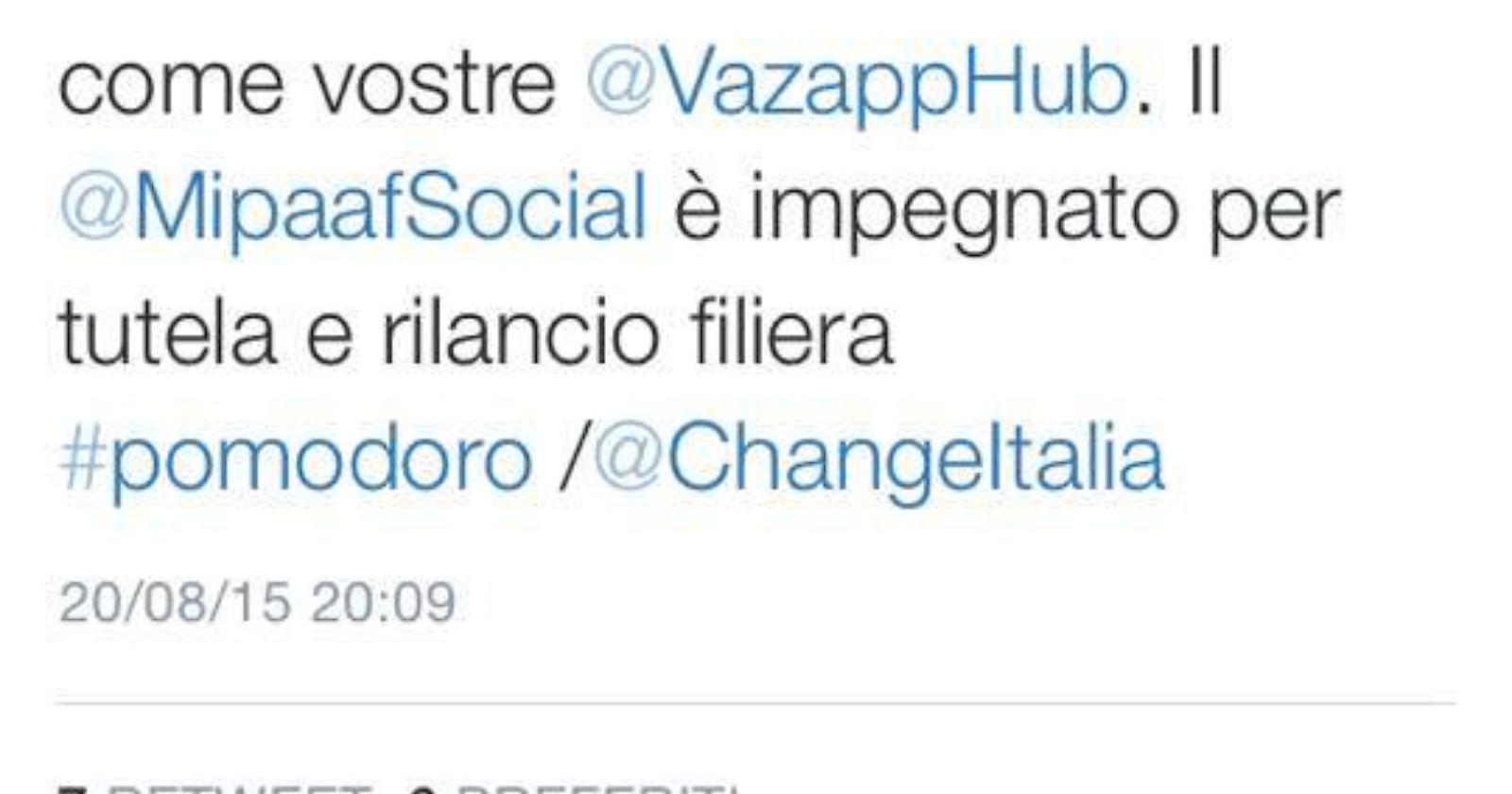 VàZapp  e la petizione  sul pomodoro: il Ministro Martina risponde all'appello con un tweet