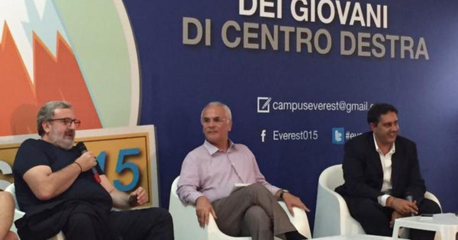 Emiliano a Campuseverest; «Berlusconi finirà nei sussidiari di scuola. Preferiamo egemonia Forza Italia a Lega Nord»