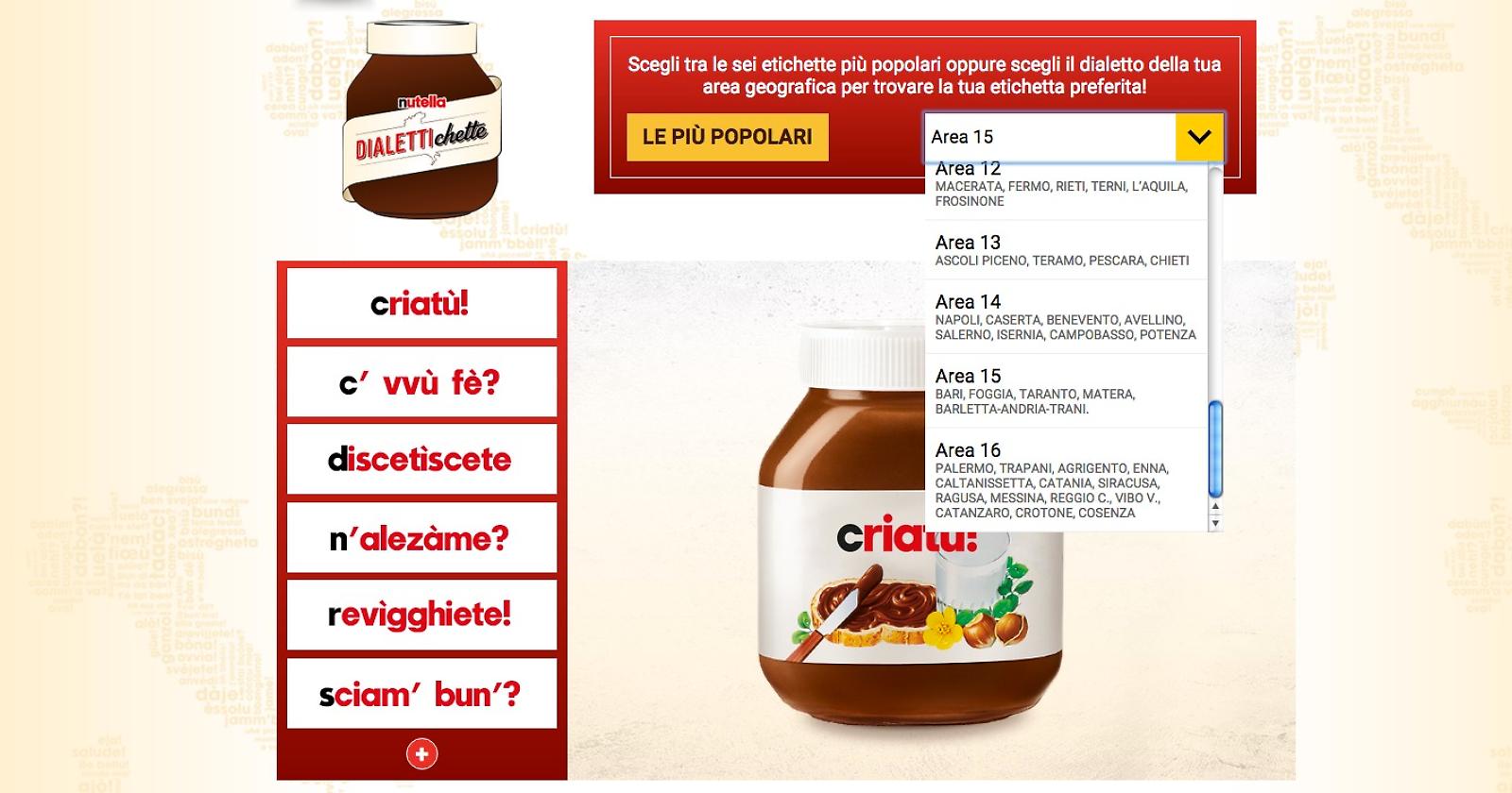 Nutella si fa bella coi dialetti, ma è amara con Foggia