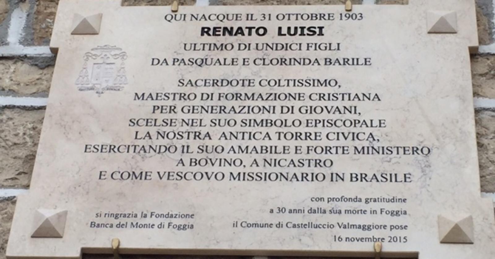 Castelluccio V., una strada e una lapide alla memoria di mons. Luisi
