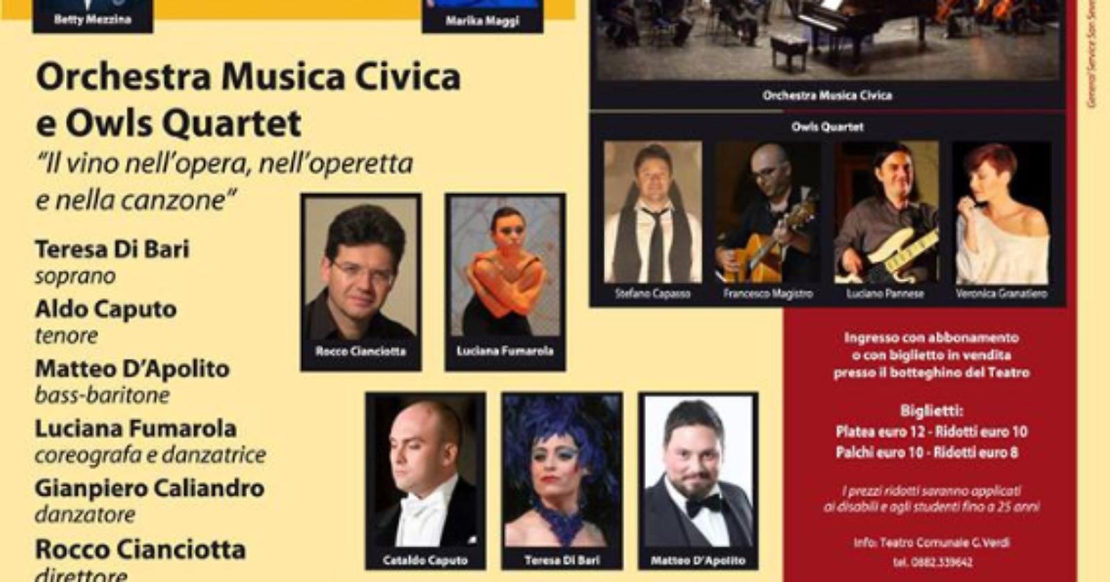Capodanno “Vino, donne e canto” apre la rassegna di Musica Civica