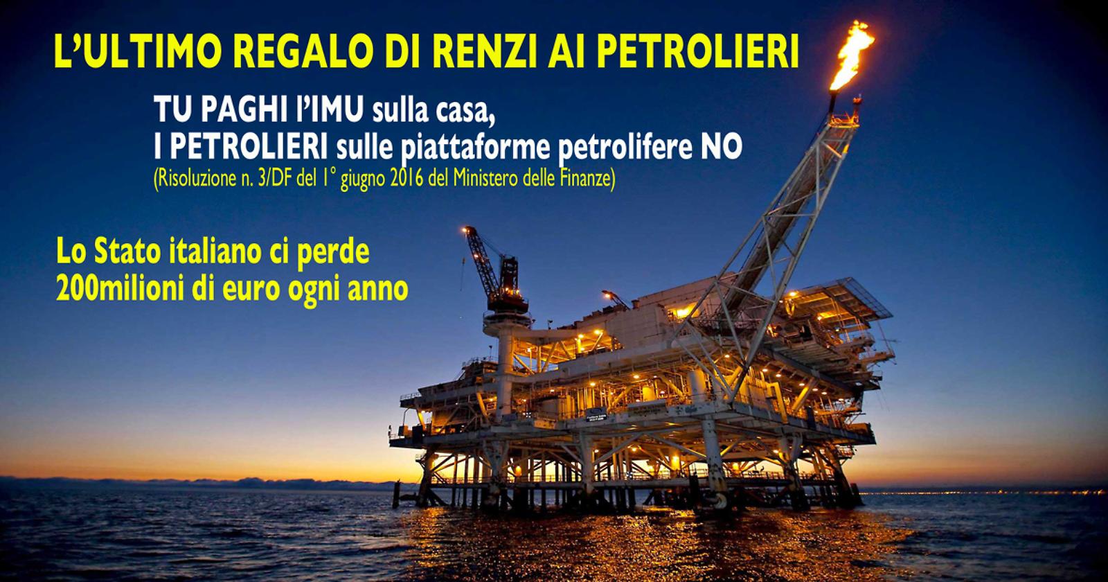 Il Governo Renzi "condona" l'IMU ai petrolieri