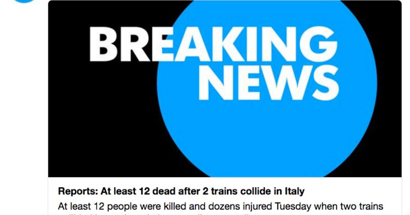 Tragedia ferroviaria in Puglia, servono medici e infermieri. La notizia fa il giro del mondo