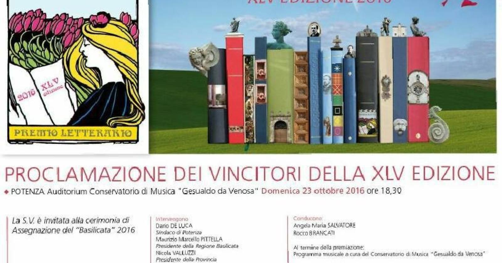 Scelti i vincitori del Premio Letterario Basilicata 2016 