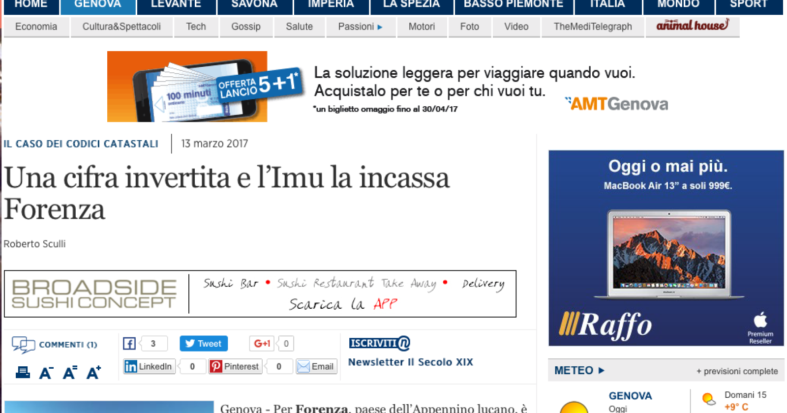 Imu, Forenza più ricca con l'F24 dei genovesi