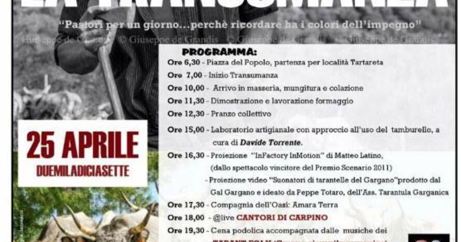 "La transumanza... pastori per un giorno.... " fa sosta a Carpino