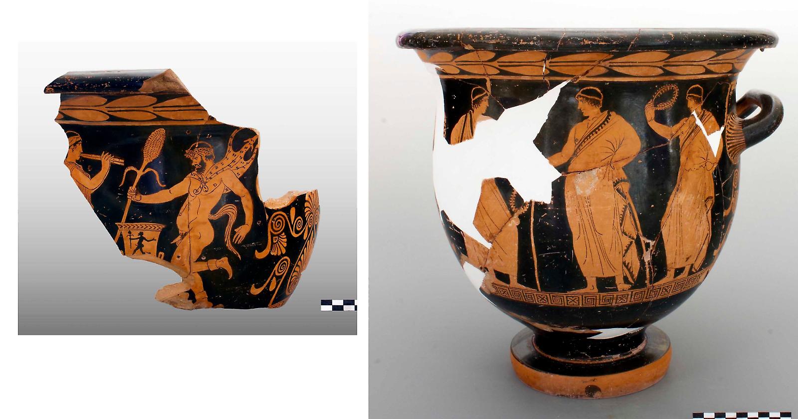 Irsina, il vaso cratere ora è completo: gli archeologi hanno inserito il frammento mancante