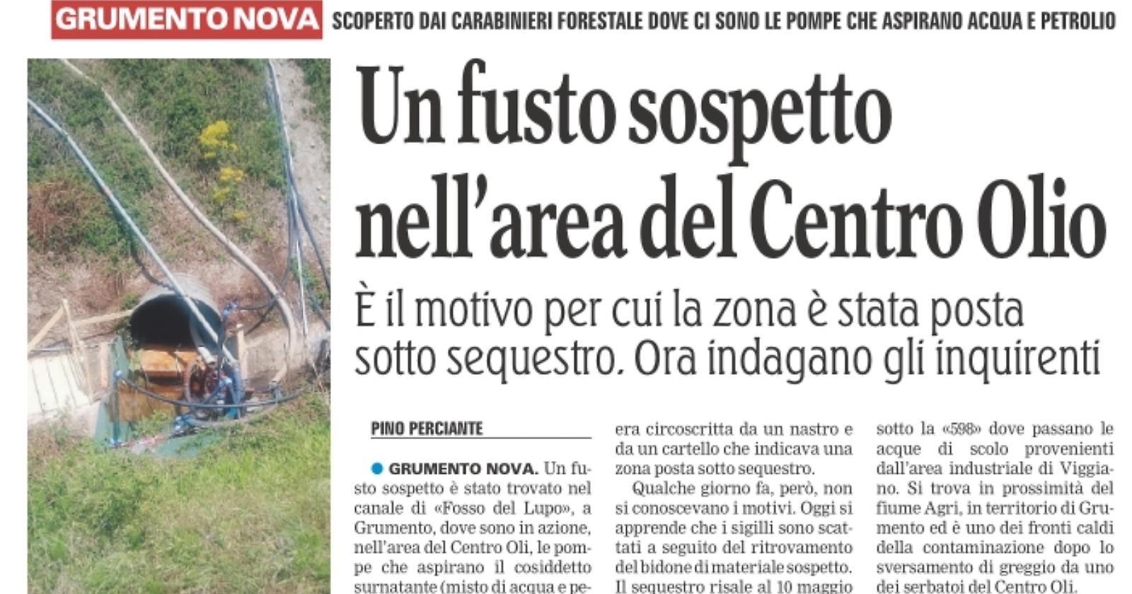 Centro oli, trovato un fusto sospetto nell'area dell'inquinamento. Indagini dei carabinieri forestali