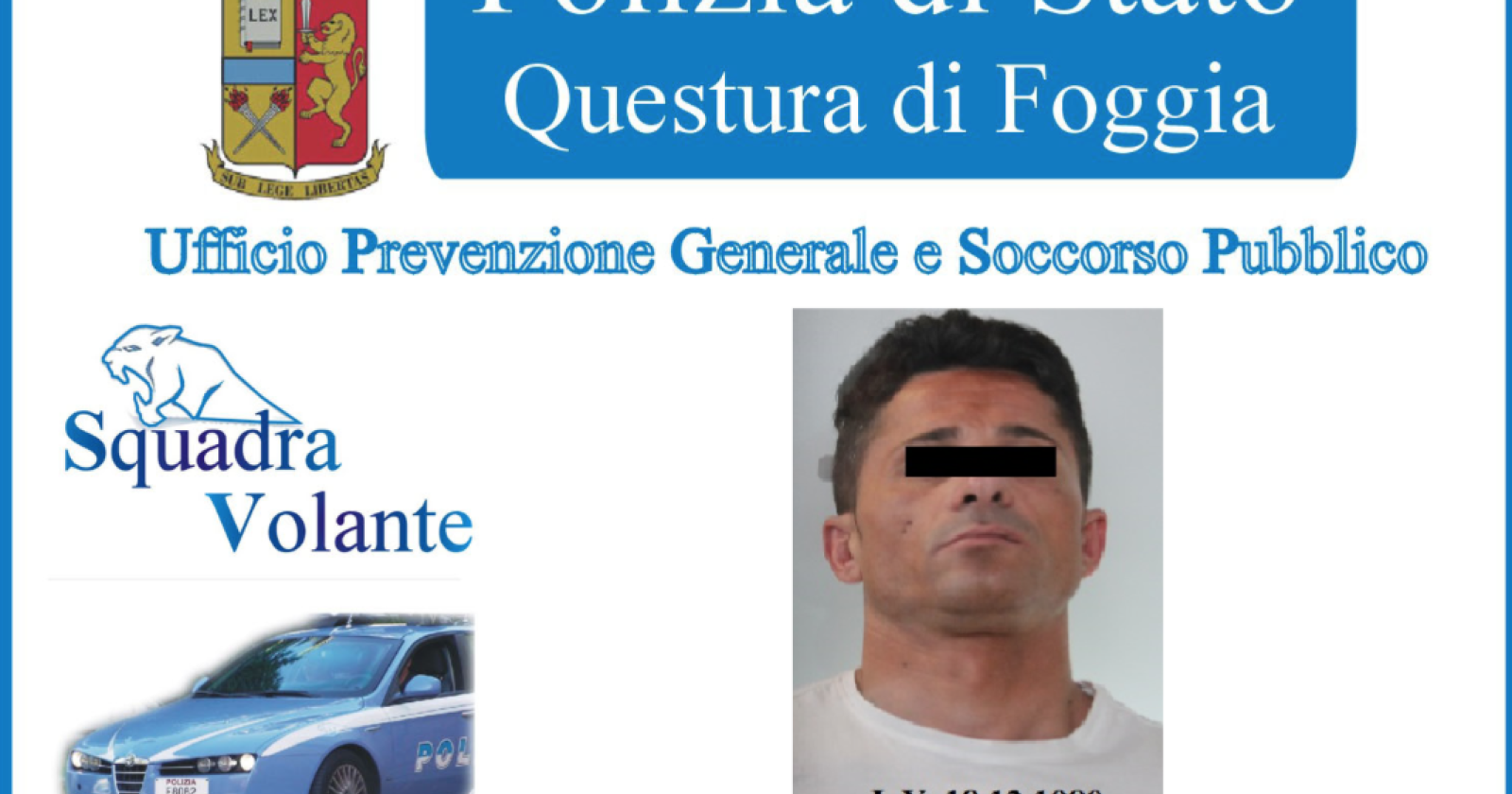 Rapina alla Banca Popolare di Puglia e Basilicata ma all'uscita trova le Volanti: arrestato 37enne