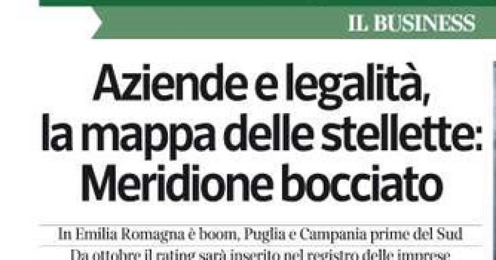 Legalità, imprese con le «stellette»? La Basilicata è undicesima