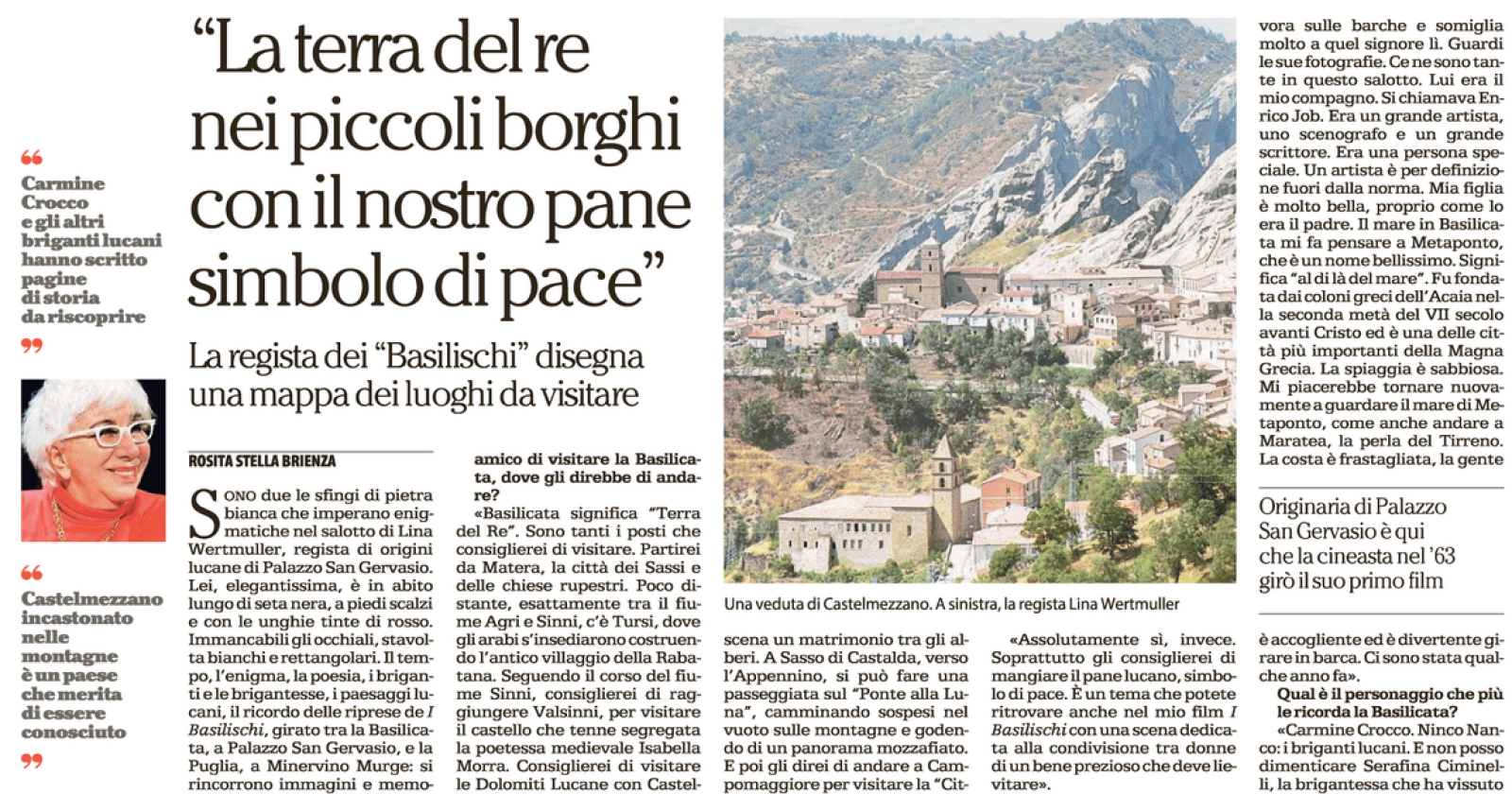 Lina Wertmuller consiglia la Basilicata