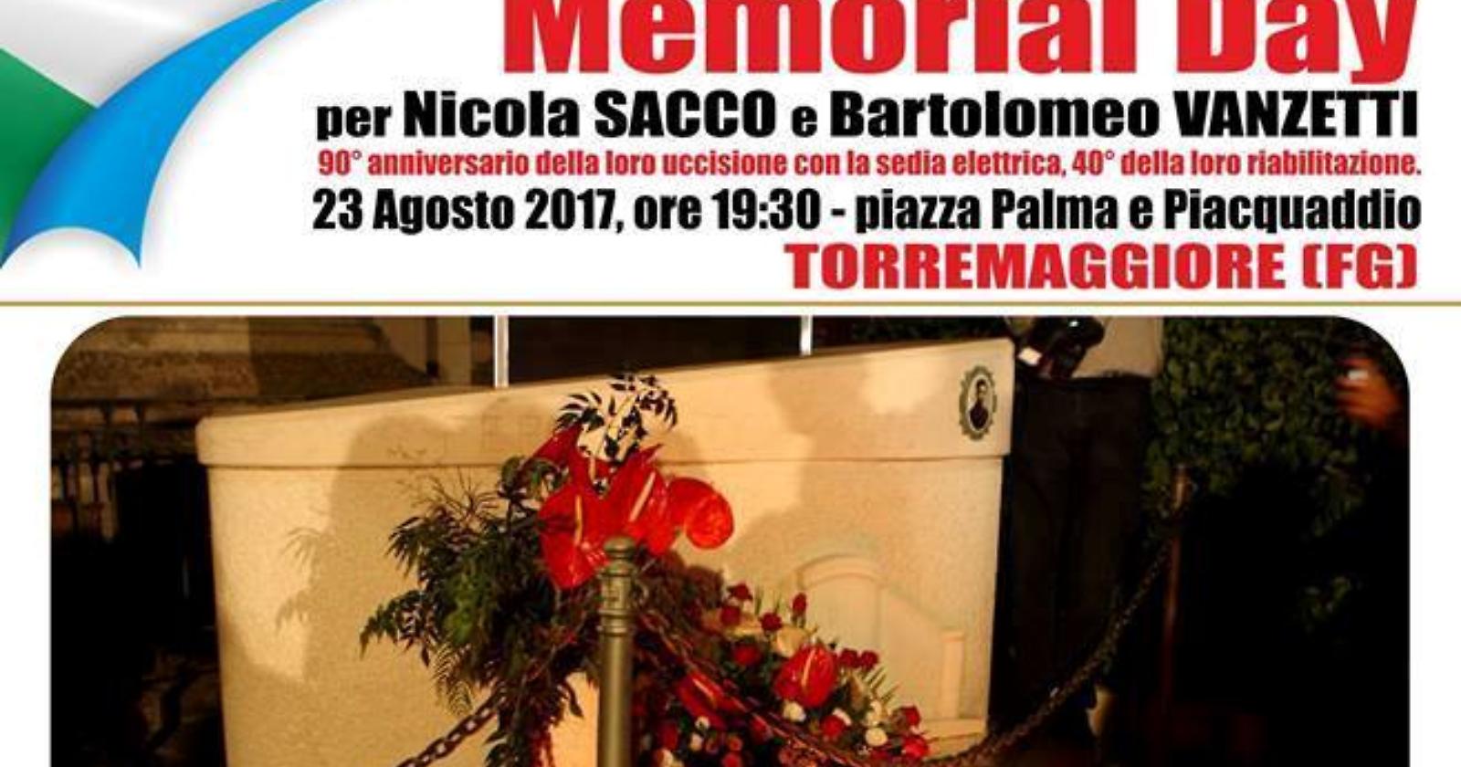 Domani a Torremaggiore il ricordo di Sacco e Vanzetti