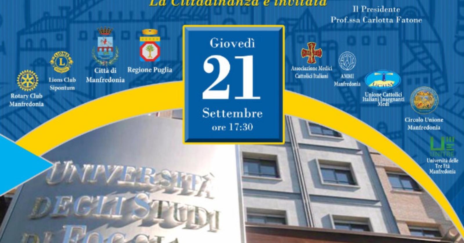 Manfredonia, il Rettore Ricci farà un bilancio del rapporto tra Università di Foggia e Territorio 