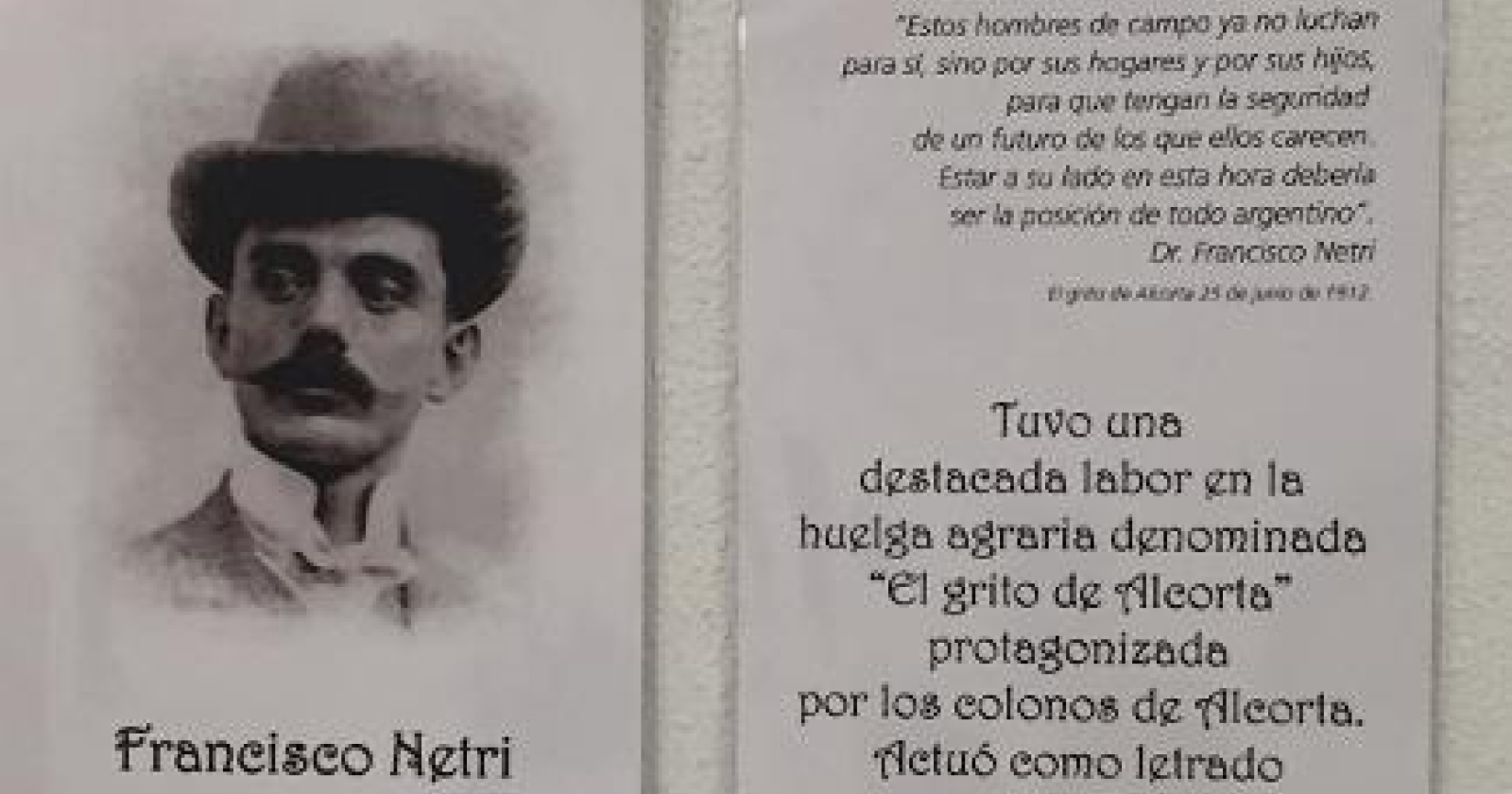 Albano ricorda il suo rivoluzionario Francisco Netri, ucciso in Argentina