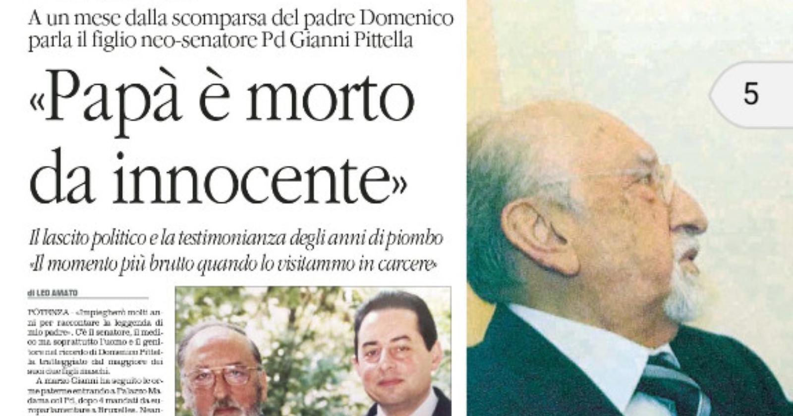 Gianni Pittella assolve suo padre dalle colonne del Quotidiano