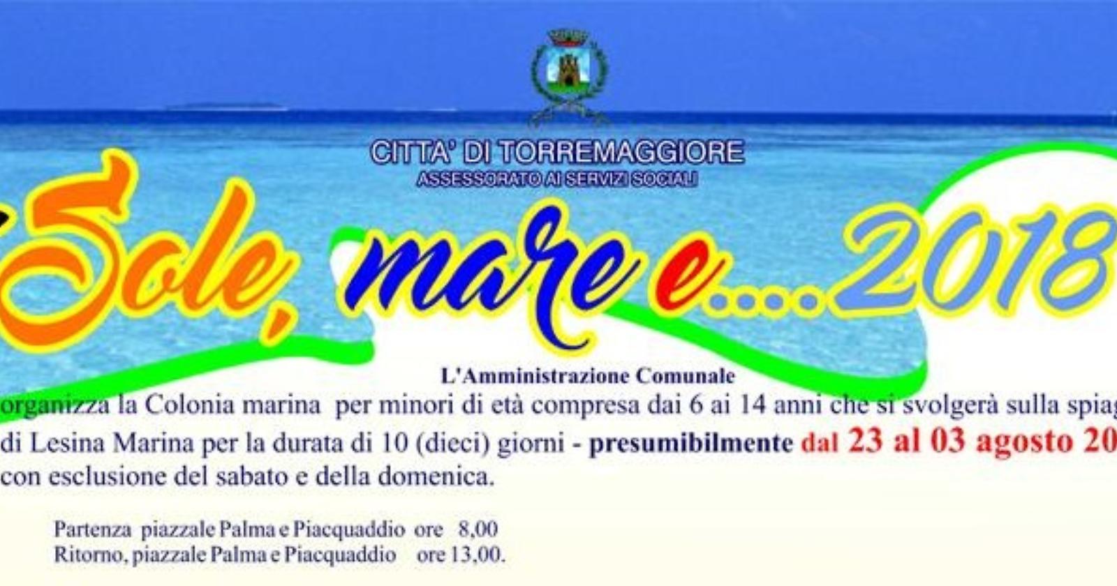 A Torremaggiore il Comune organizza la colonia marina per bambini e ragazzi