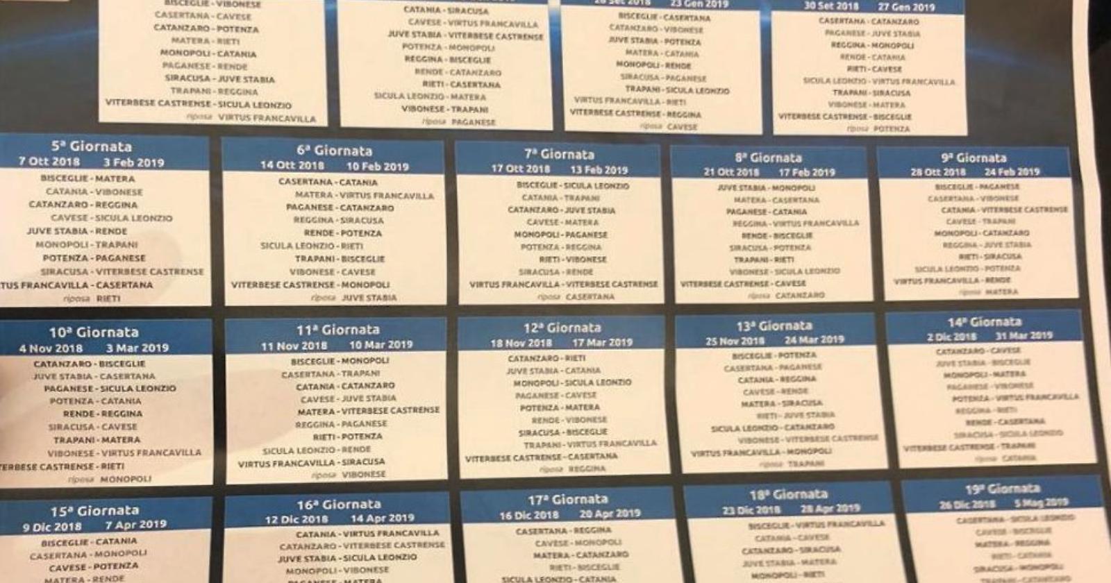 Serie C: ecco il calendario per i rossoblù. Il 19 settembre si va a Catanzaro