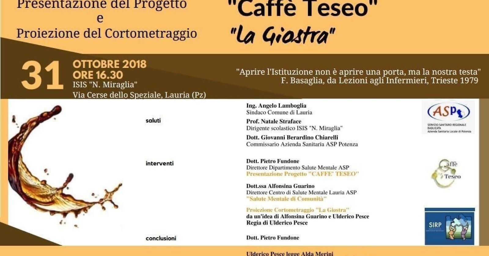 Asp, domani “Caffè Teseo” fa tappa a Lauria
