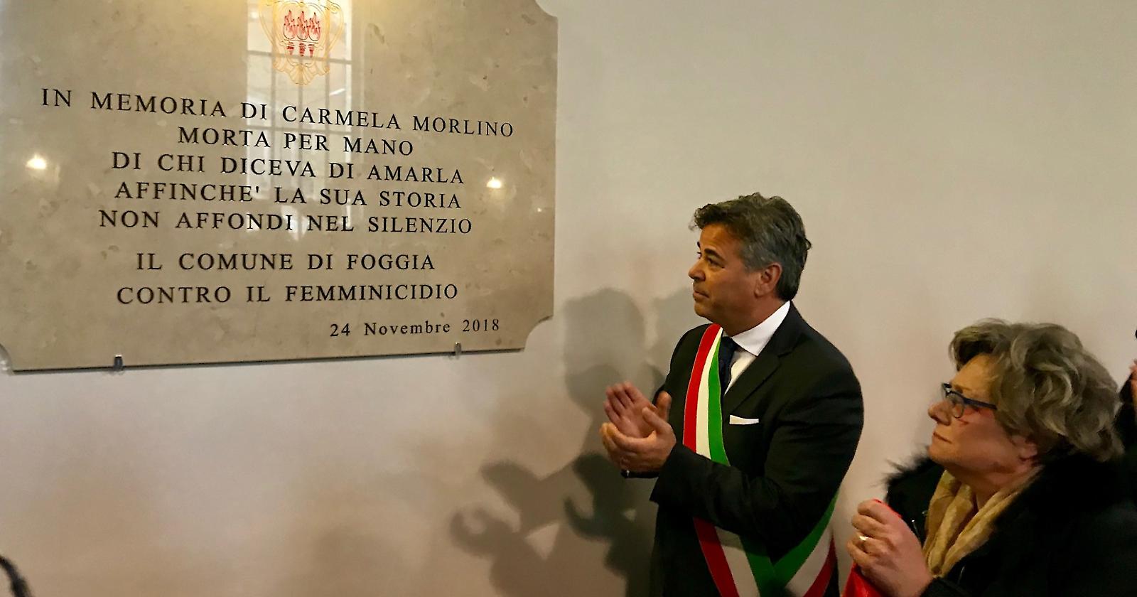 Foggia ricorda Carmela Morlino, barbaramente uccisa dall'ex marito dinanzi ai suoi due figli