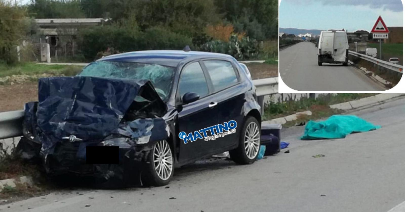 È un 45enne di Stigliano l'uomo morto nell'incidente stradale sulla Foggia-Lucera