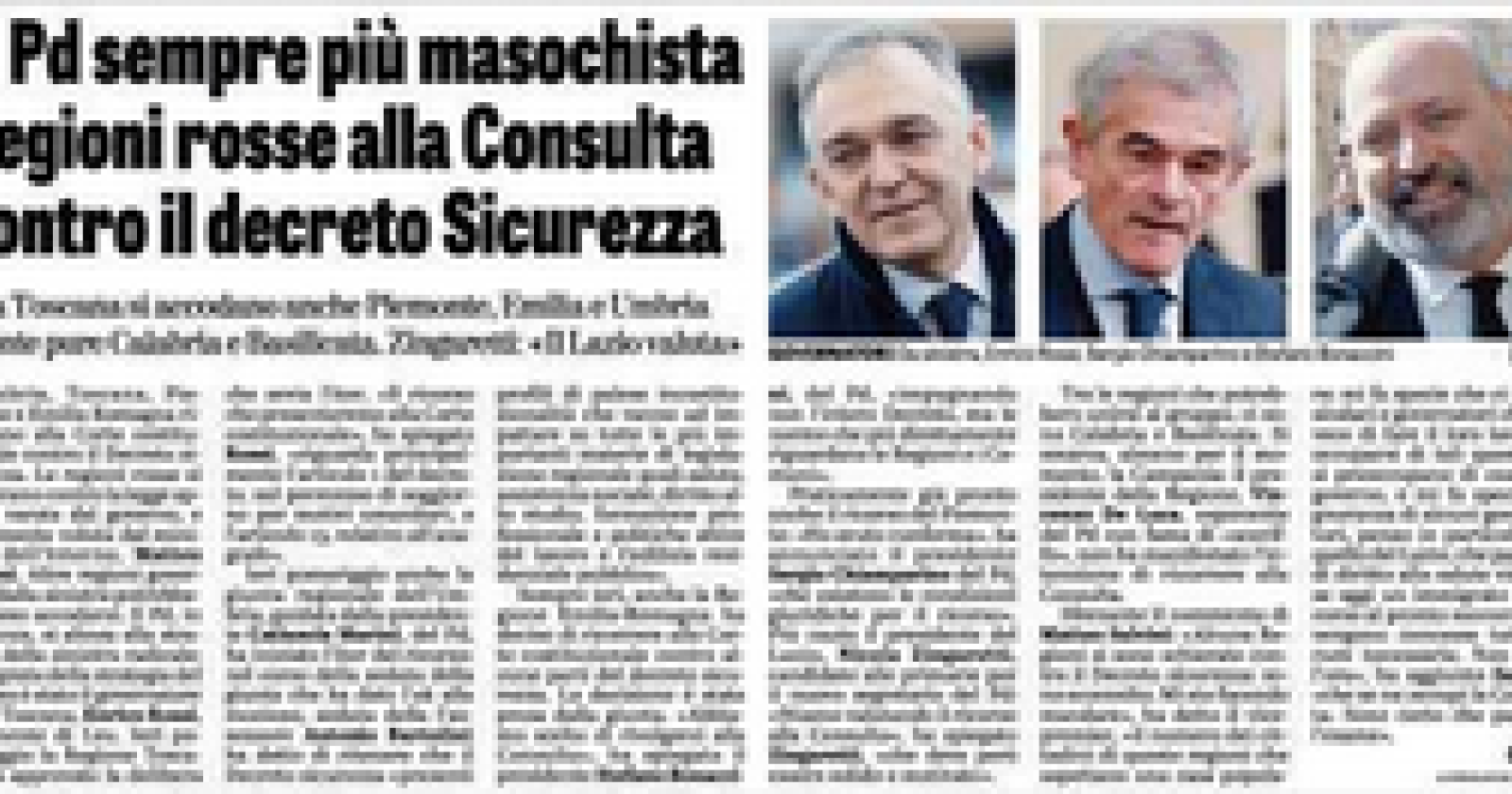 Decreto sicurezza, anche la Basilicata tra le Regioni rosse alla Consulta? 