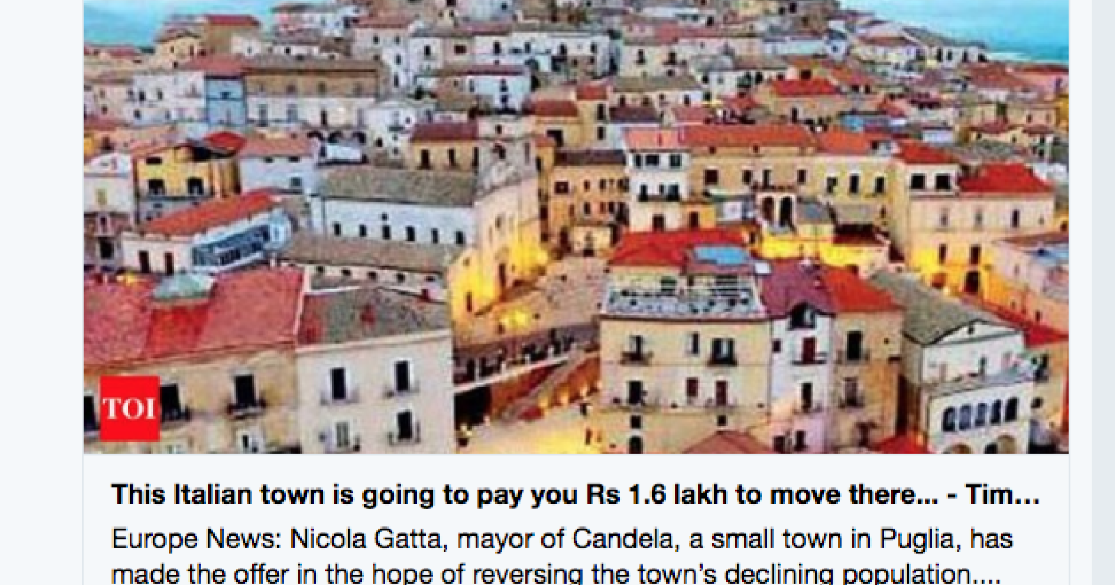 E Nicola Gatta finisce nella pagine del "Times of India" per l'attrazione dei residenti a Candela