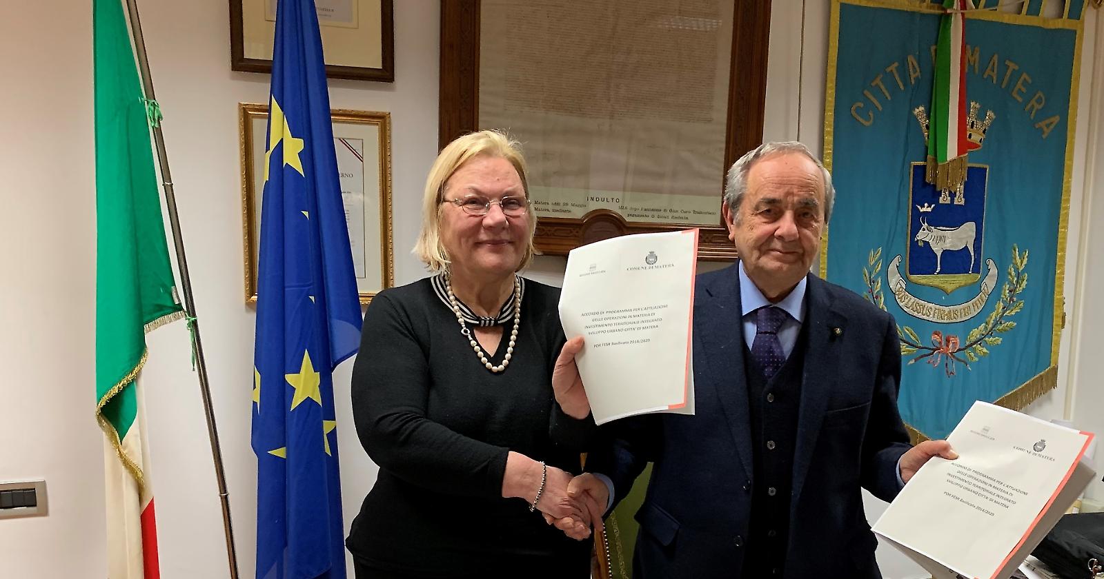 Siglato l'Accordo di Programma tra Comune di Matera e Regione