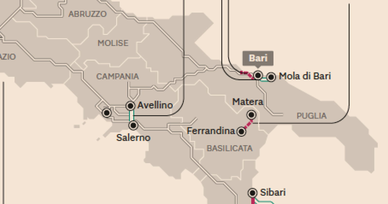 Ci sono anche la nuova ferrovia Ferrandina-Matera e il raddoppio della Bari-Pescara tra le 77 opere italiane in stand by 