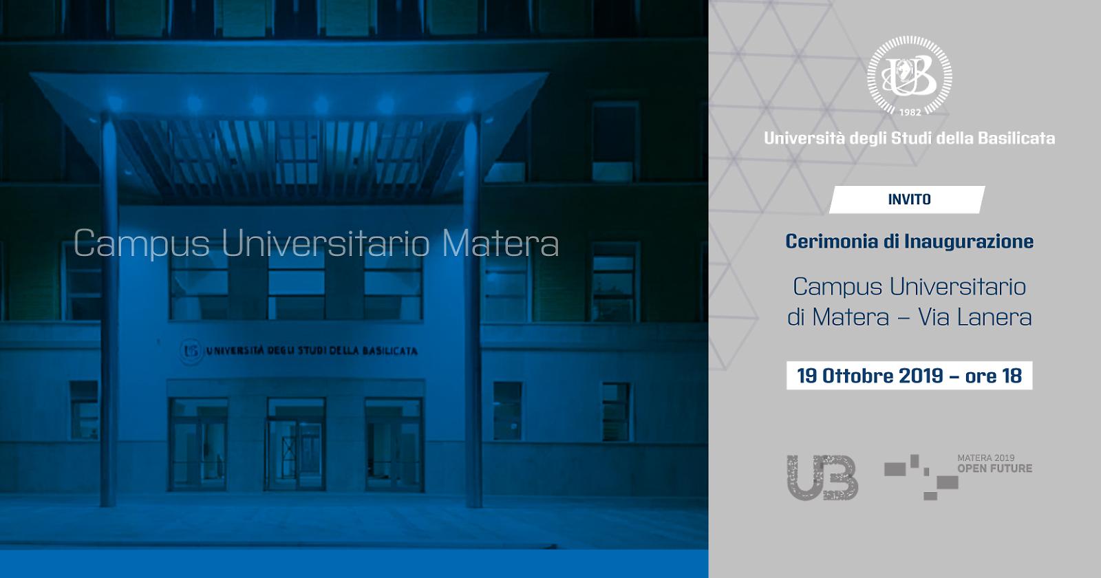 Si inaugura a Matera il nuovo Campus universitario dell’Unibas