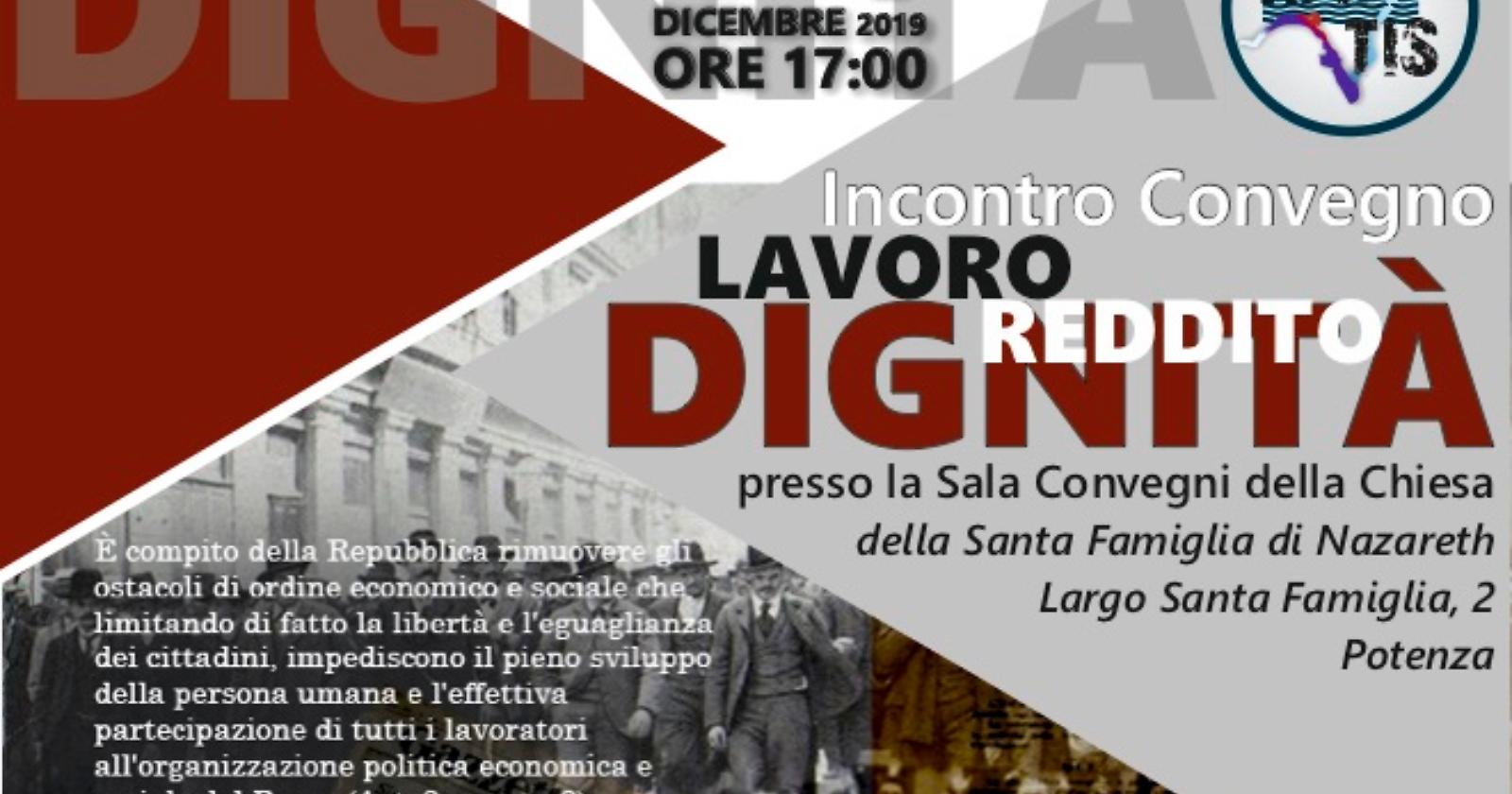 Lavoro, reddito e dignità: a Potenza il convegno del Comitato Lucano RMI-TIS