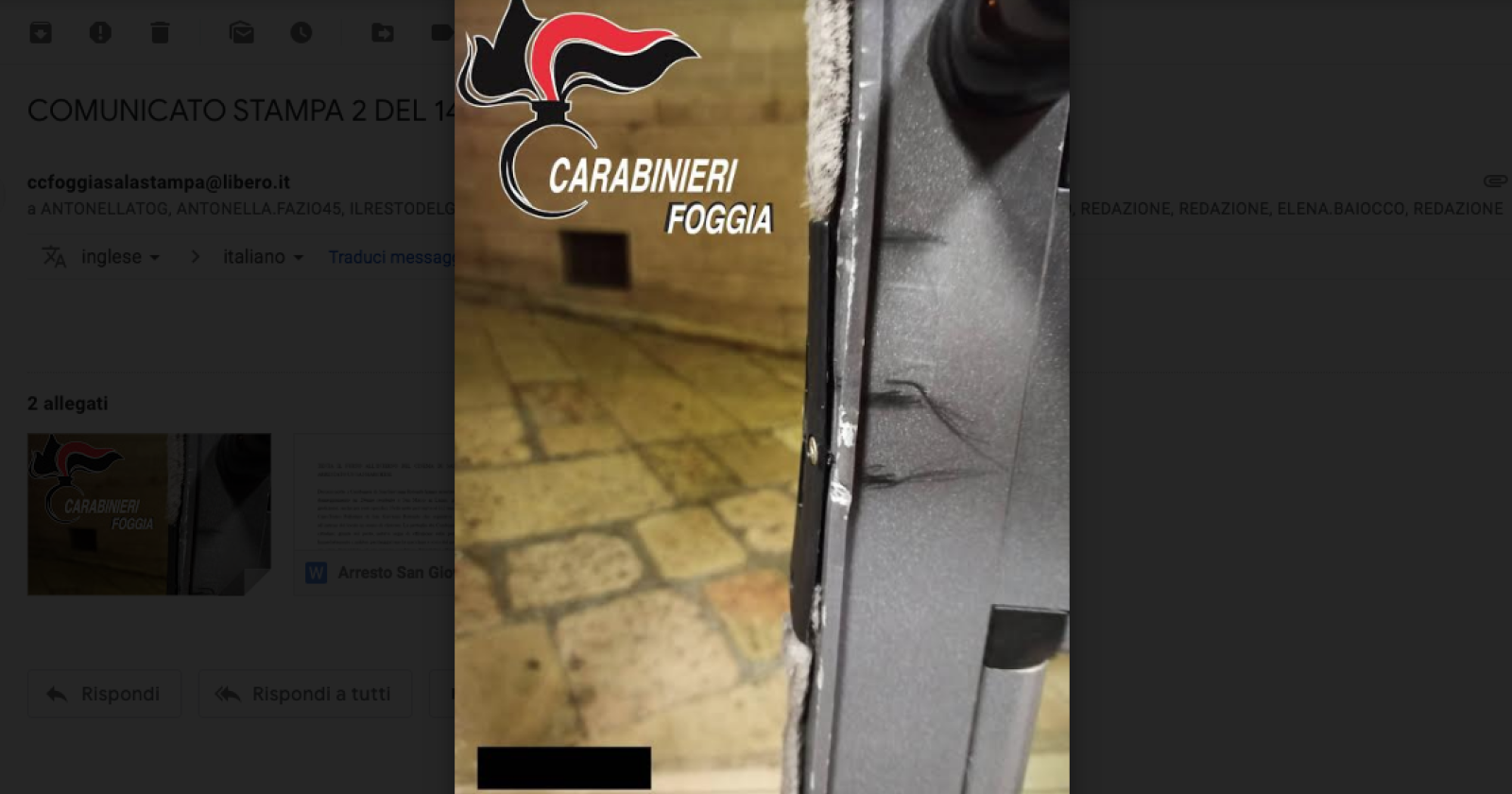 A San Giovanni Rotondo il ladro va al cinema di notte, il finale lo "raccontano" i Carabinieri