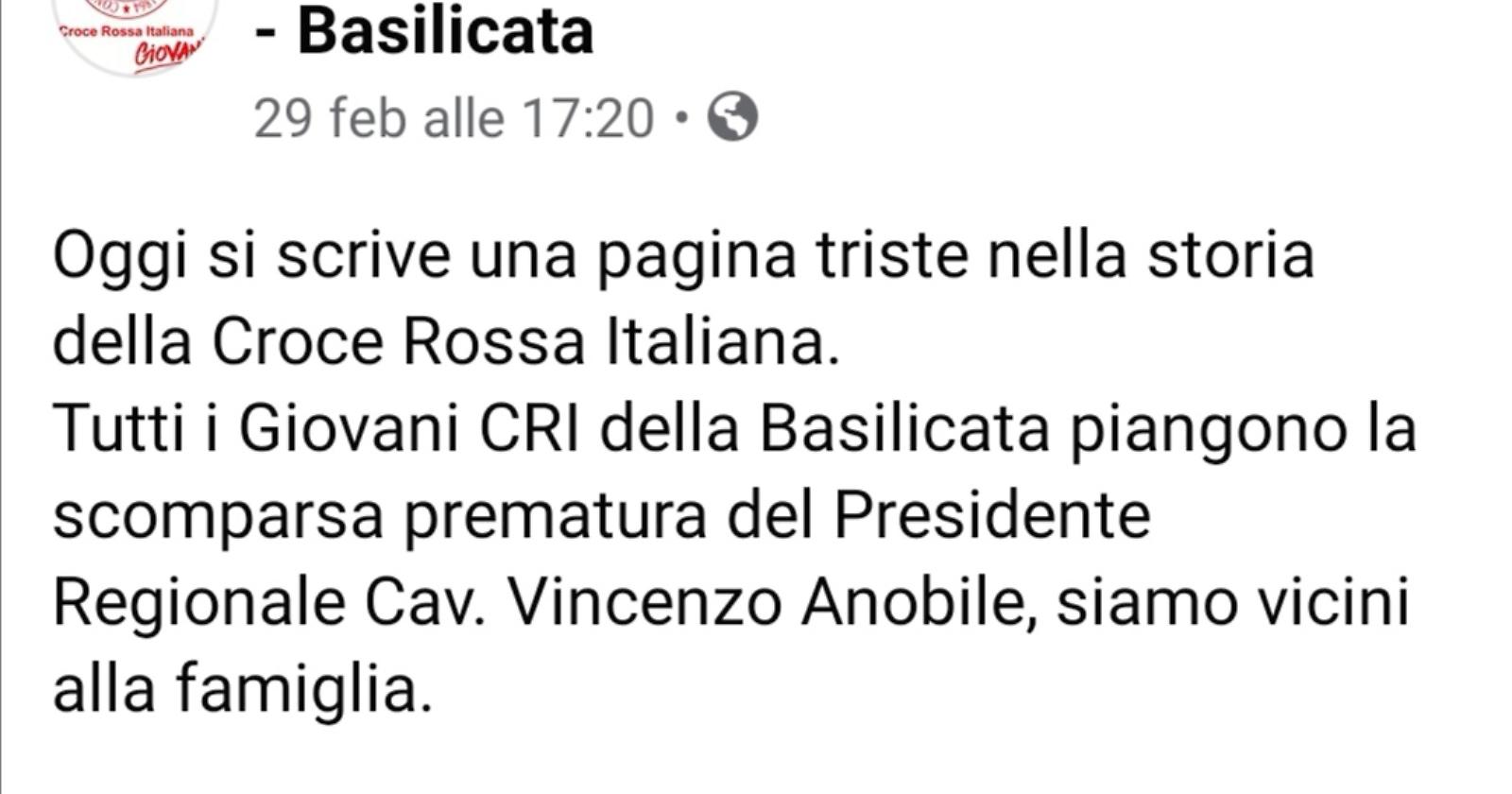 L’abbraccio dei social al presidente regionale della Croce rossa Vincenzo Anobile