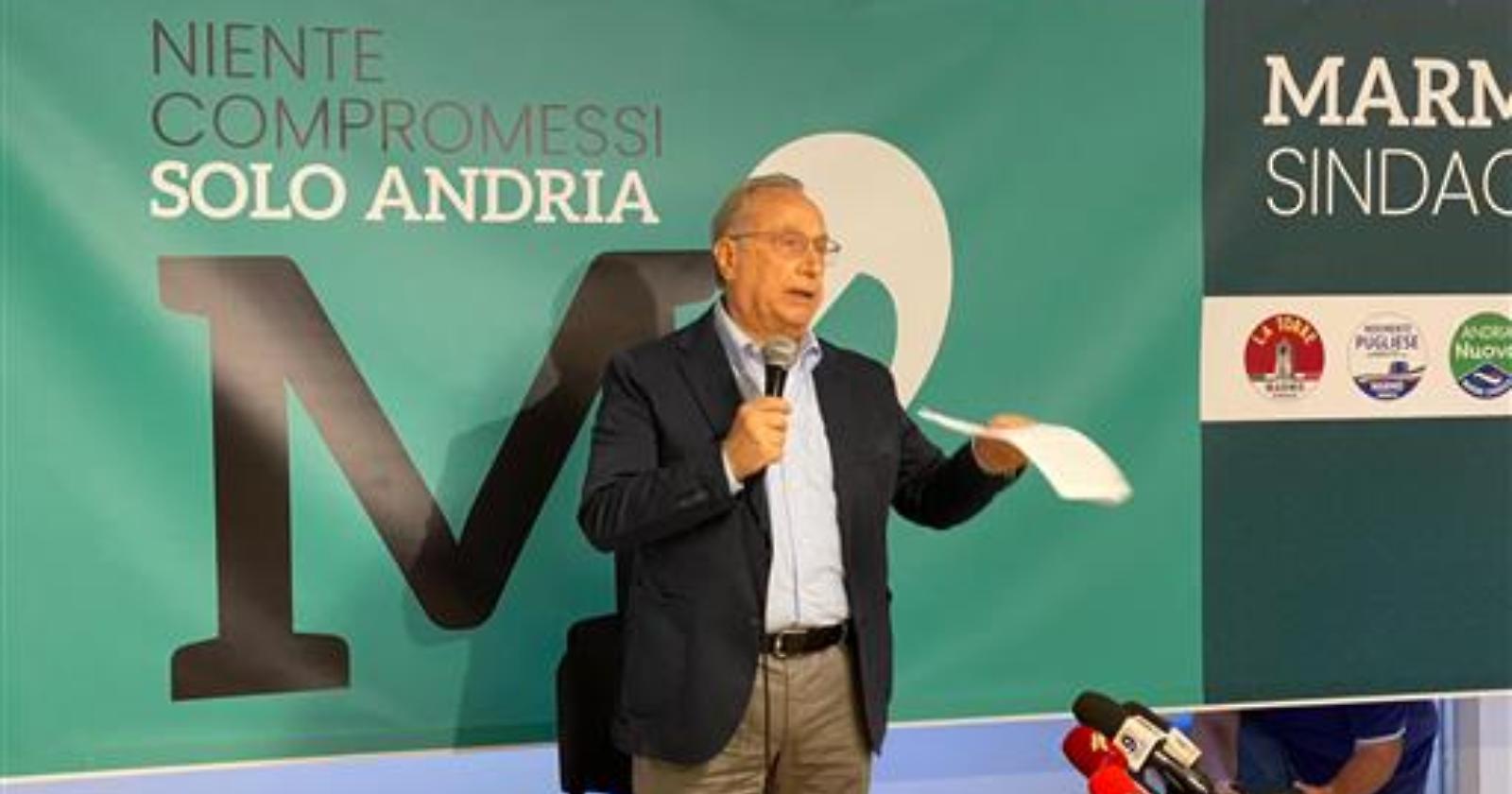 Marmo, capogruppo regionale di Forza Italia, si candida a sindaco di Andria senza Forza Italia: «Traditori»