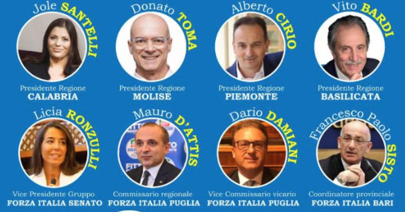 Da Bardi a Toma, da Cirio a Santelli, la calata in Puglia dei governatori di Forza Italia per la volata a Raffaele Fitto