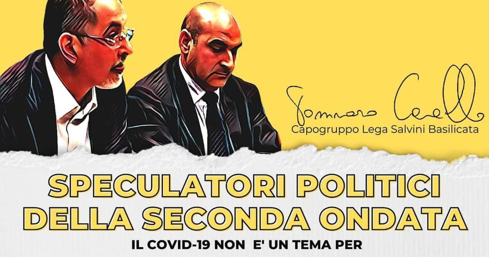 Coviello (Lega) mette al muro Pittella e Cifarelli: « Speculatori politici della seconda ondata, il Covid-19 non è un tema per rivendicare obsoleti posizionamenti politici»
