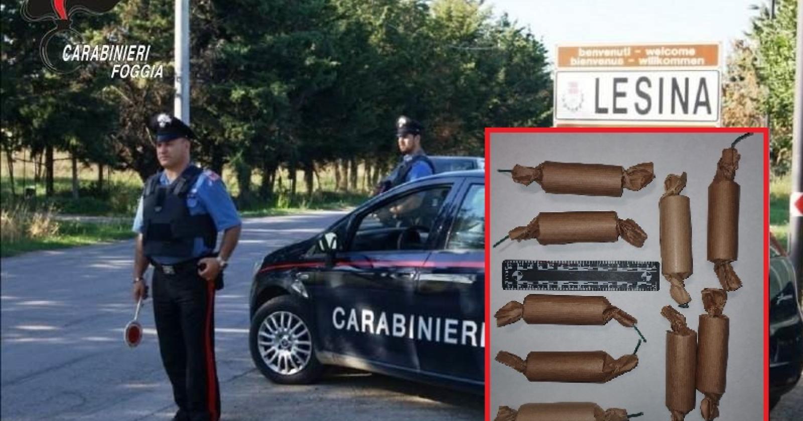 I Carabinieri di Lesina scoprono un giovane originario del Marocco con candelotti esplosivi