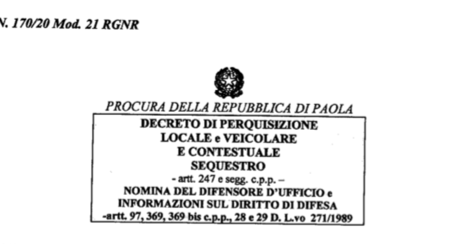 Affari massonici a Moliterno, indagati Antonio e Giuseppe Del Vecchio di Terranova di Pollino